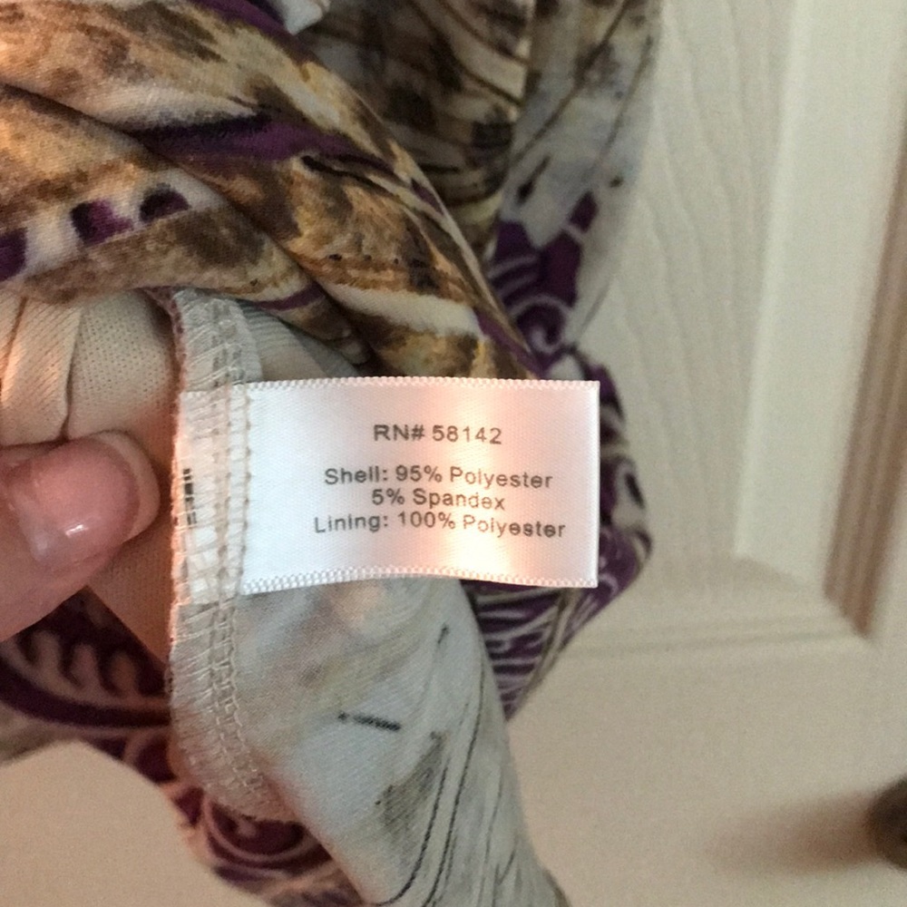 Boston Proper Purple and Beige faux wrap dress - Picture 5 of 5